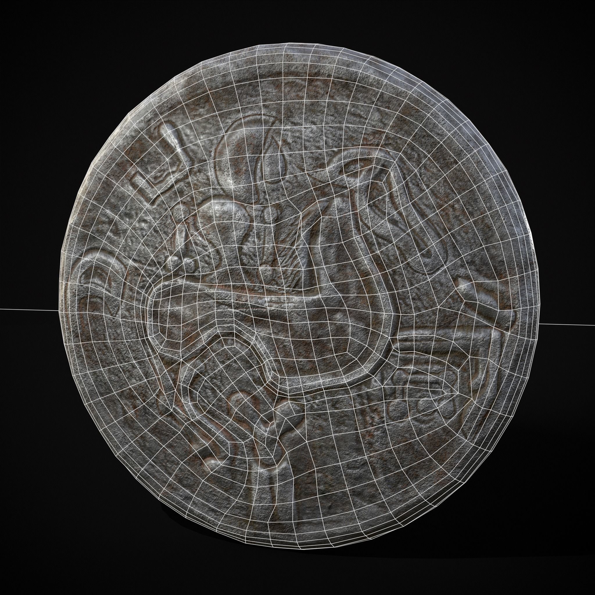 Medieval Engraved Horse Coin  Low-poly 3D model_2