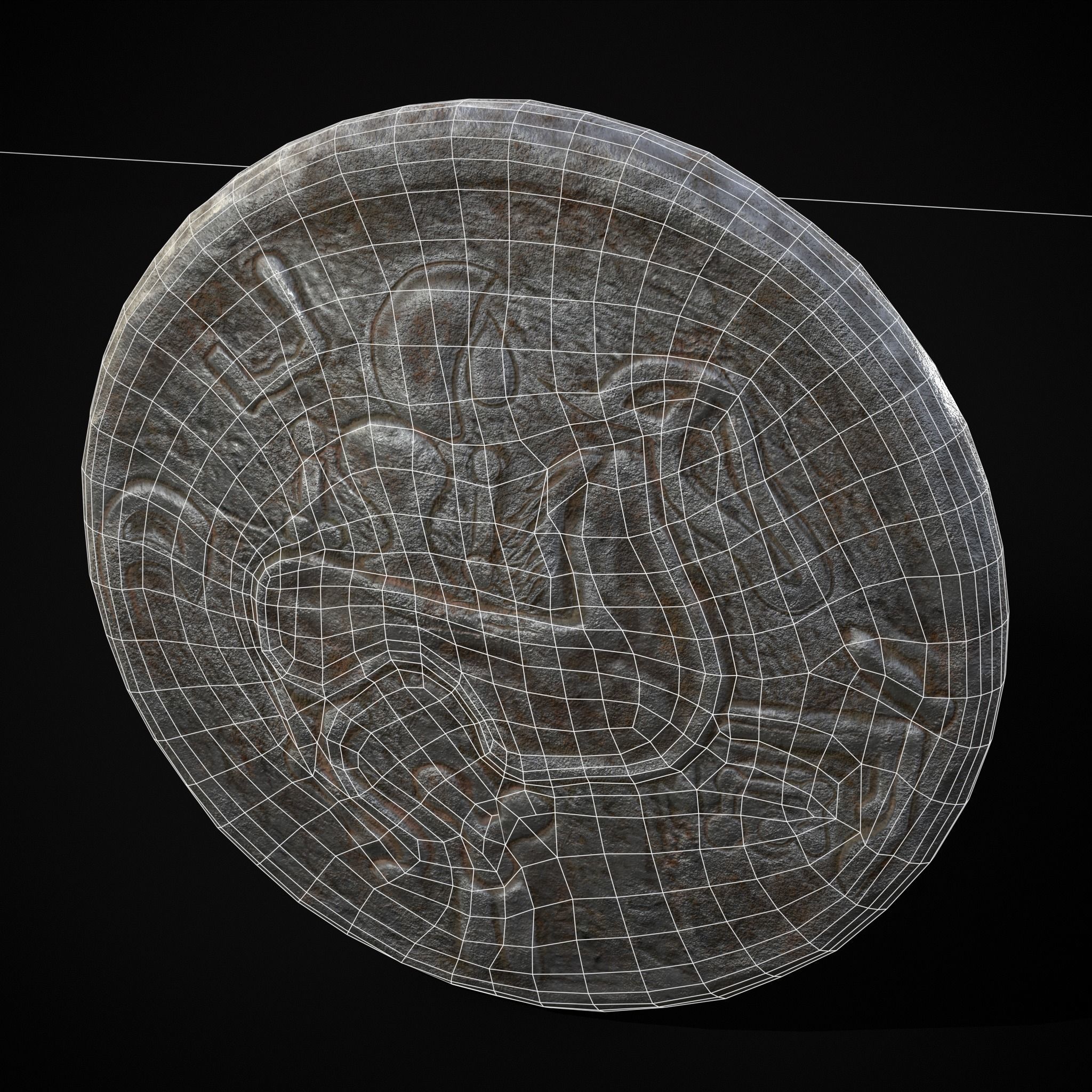 Medieval Engraved Horse Coin  Low-poly 3D model_28