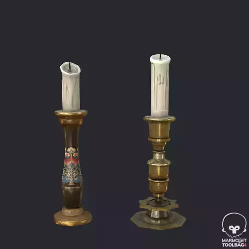 Pbr Antique - Old  2 Piece Candlesticks  - Candle Holders
