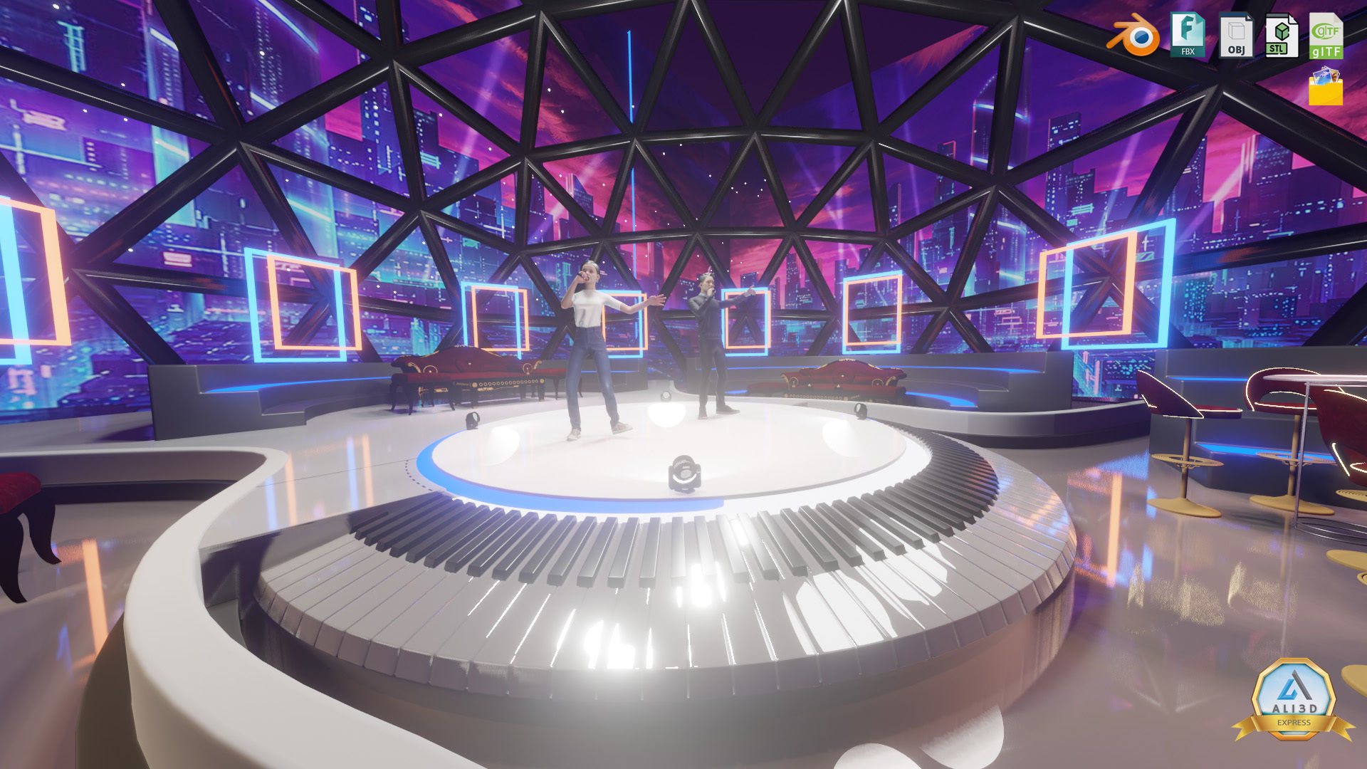 Sci-fi Rooftop Private Nightclub and Entertainment venue 3D model_2