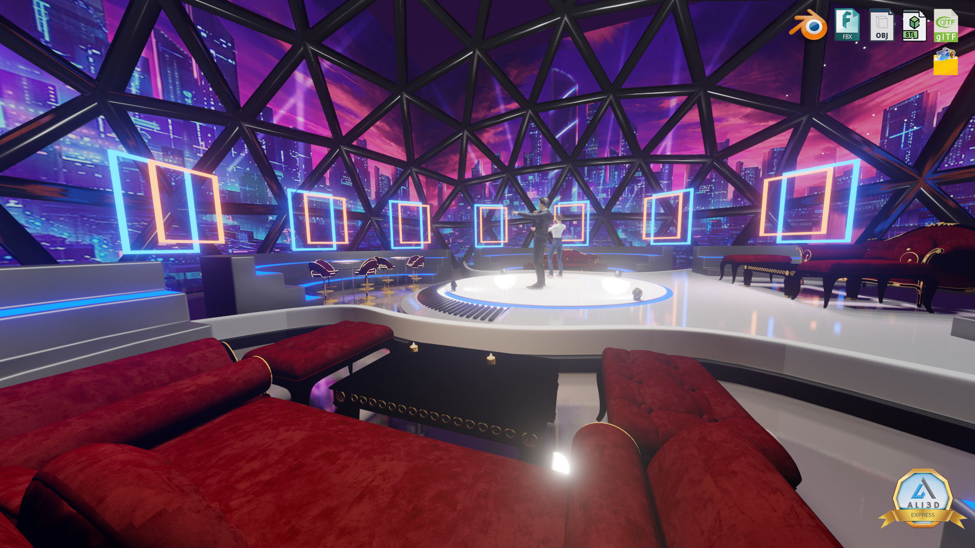 Sci-fi Rooftop Private Nightclub and Entertainment venue 3D model_9