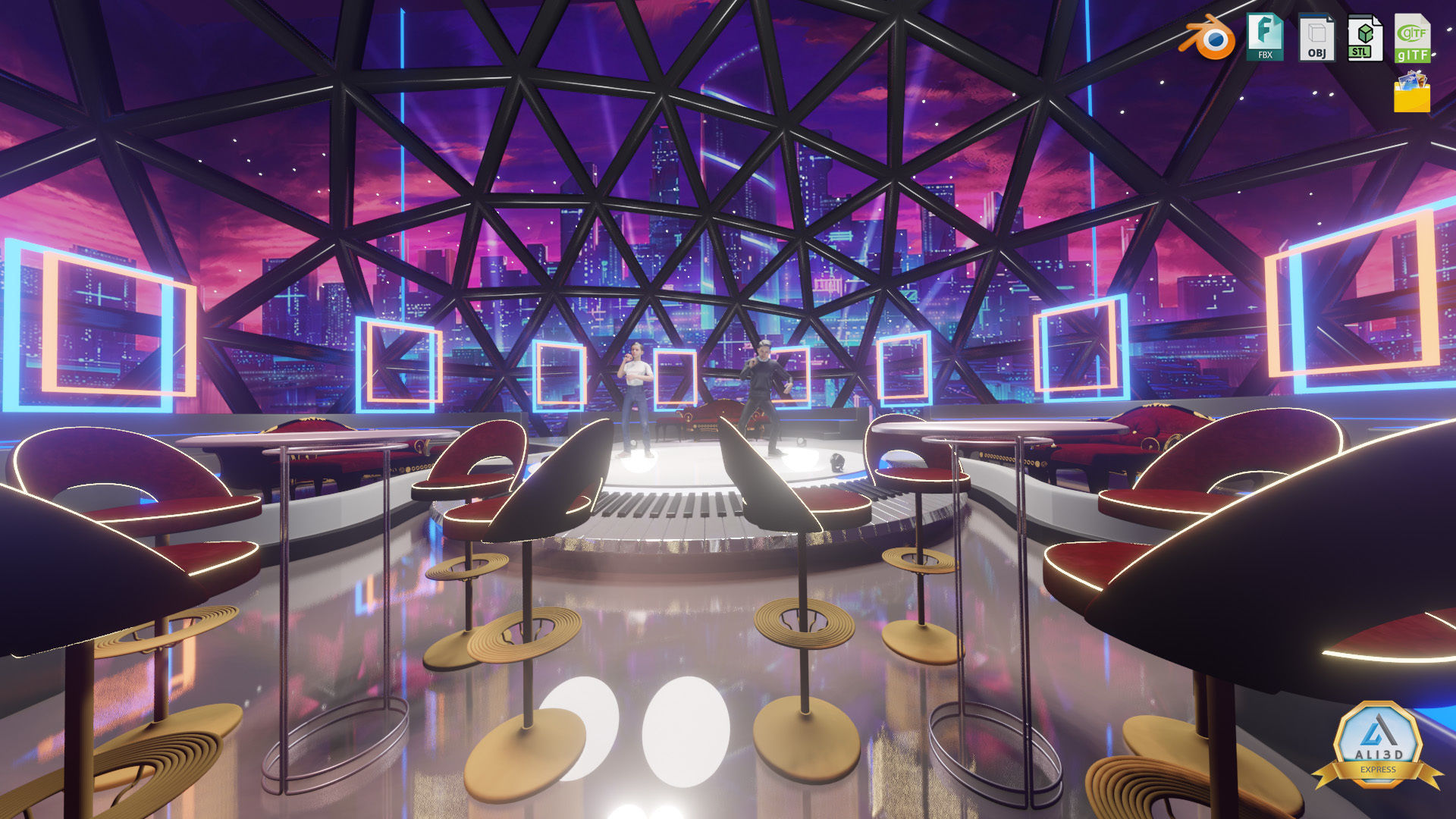 Sci-fi Rooftop Private Nightclub and Entertainment venue 3D model_7