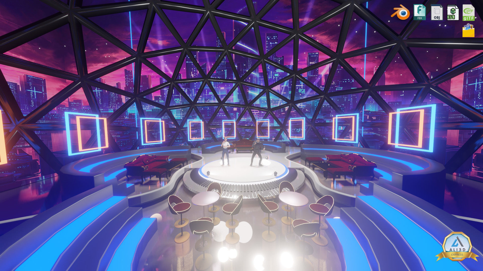 Sci-fi Rooftop Private Nightclub and Entertainment venue 3D model_3