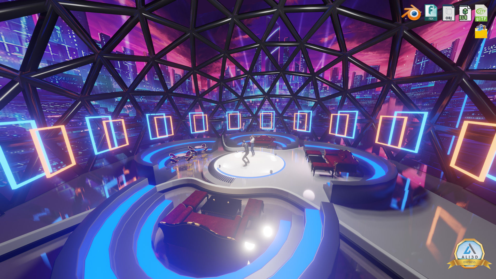 Sci-fi Rooftop Private Nightclub and Entertainment venue 3D model_6