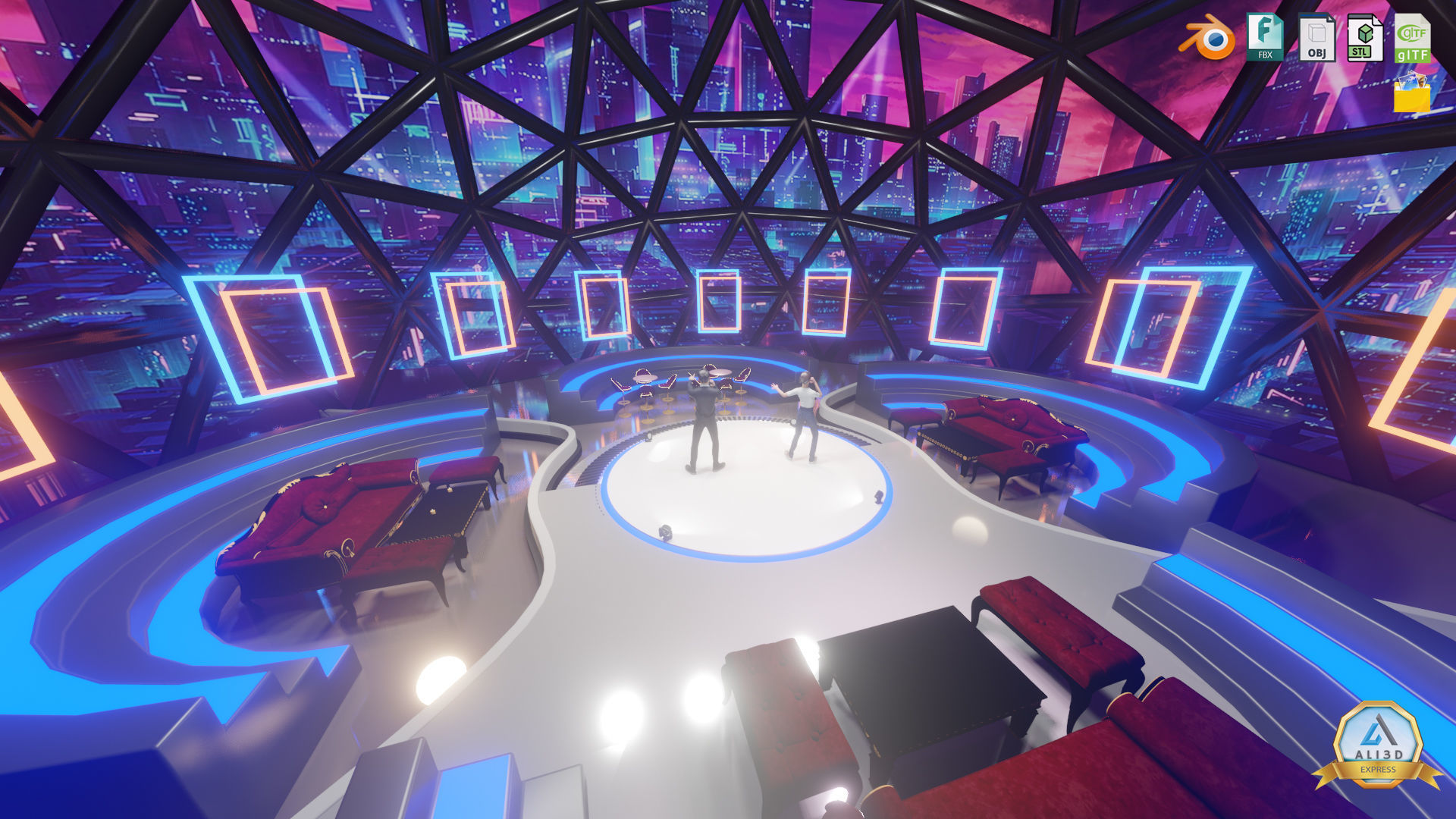 Sci-fi Rooftop Private Nightclub and Entertainment venue 3D model_1