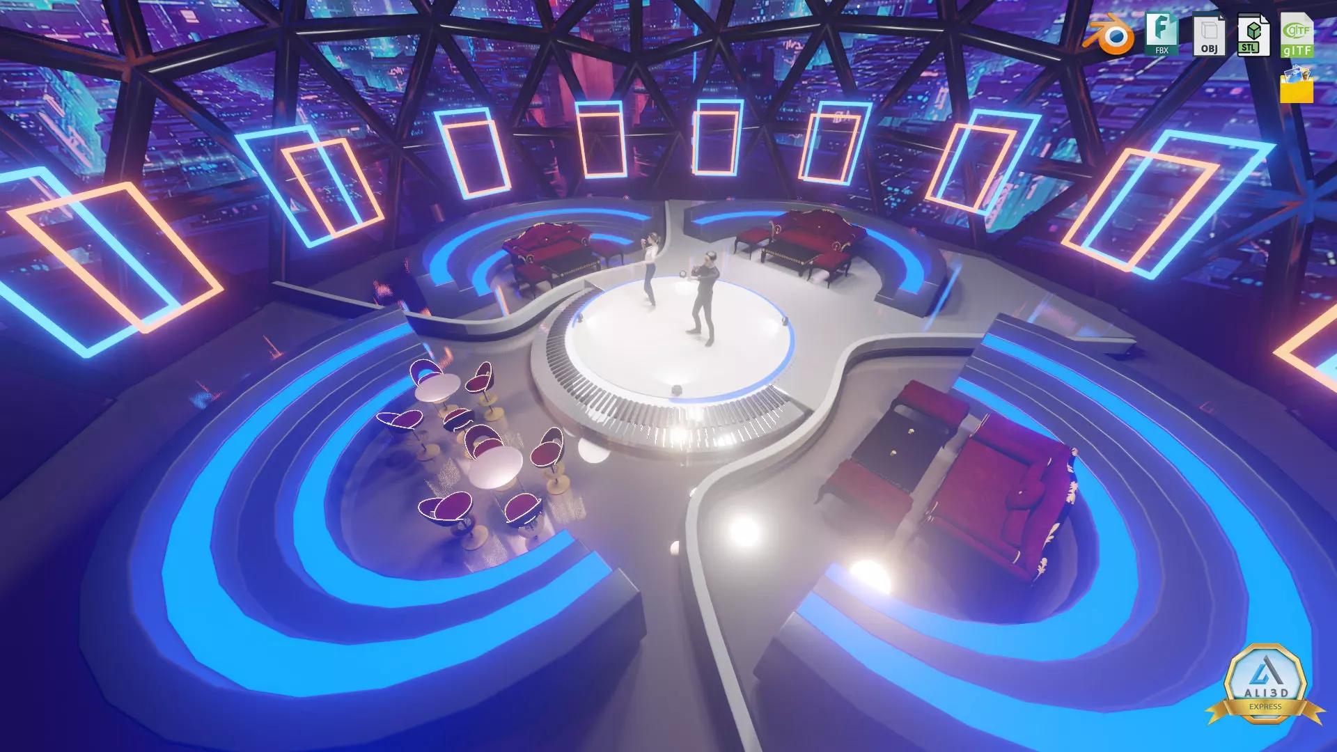 Sci-fi Rooftop Private Nightclub and Entertainment venue 3D model_0