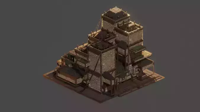 Medieval  House Town City Building Castle Tower Blender 19