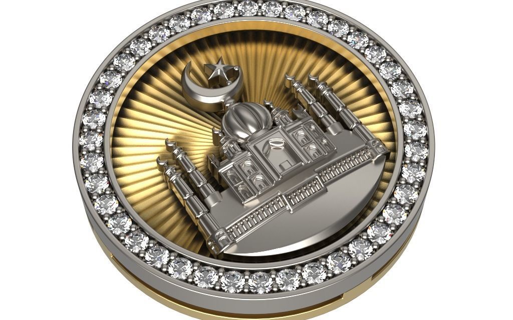 Diamond Mosque and Crescent  3D print model_3