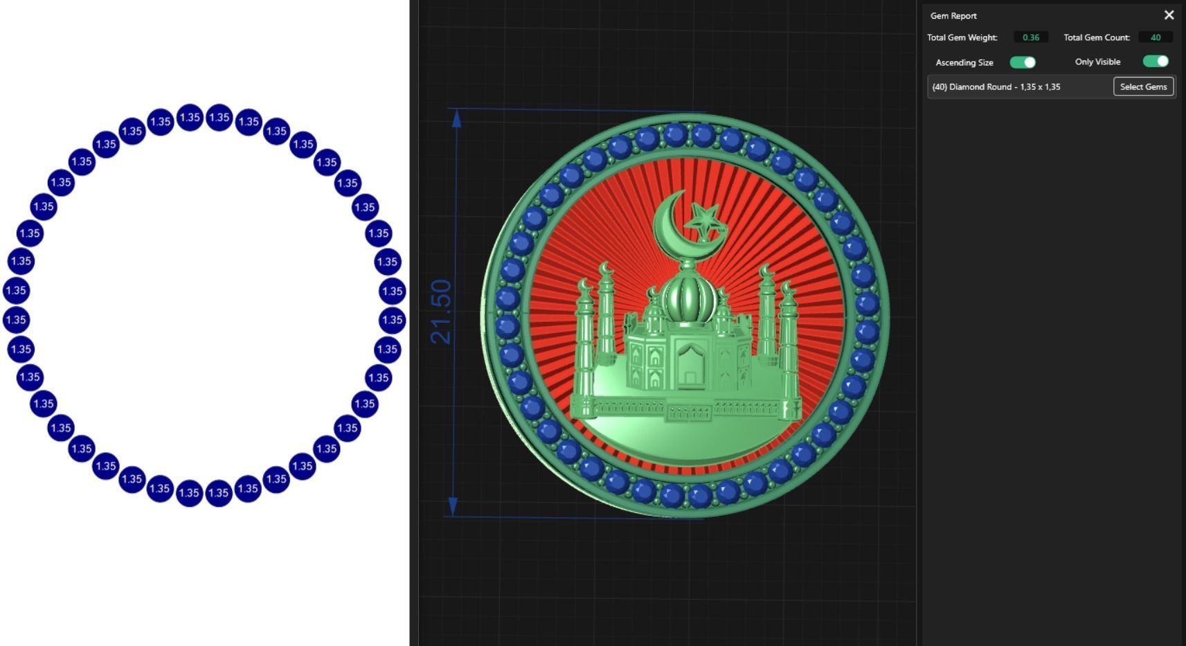 Diamond Mosque and Crescent  3D print model_10