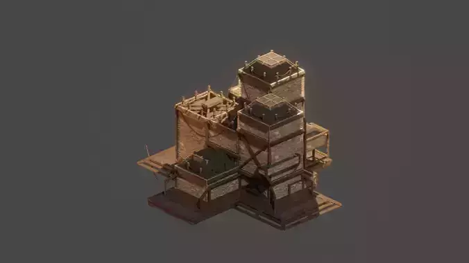 Medieval  House Town City Building Castle Tower Blender 17