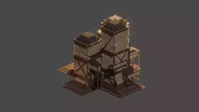 Medieval  House Town City Building Castle Tower Blender 16