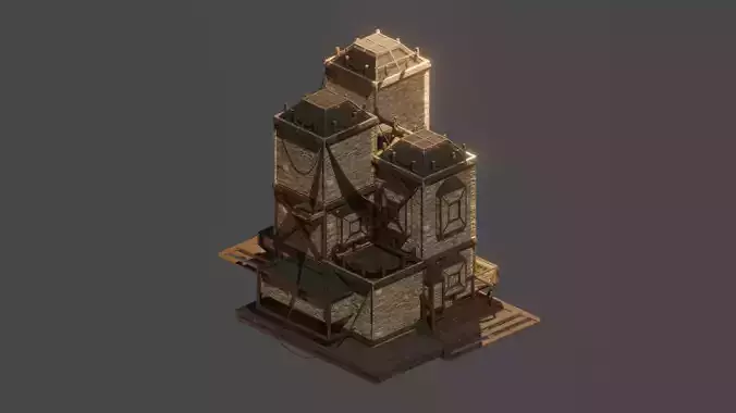 Medieval  House Town City Building Castle Tower Blender 14