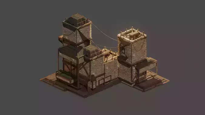 Medieval  House Town City Building Castle Tower Blender 12