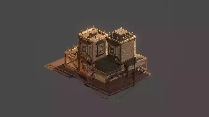 Medieval  House Town City Building Castle Tower Blender 10