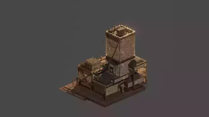 Medieval  House Town City Building Castle Tower Blender 09