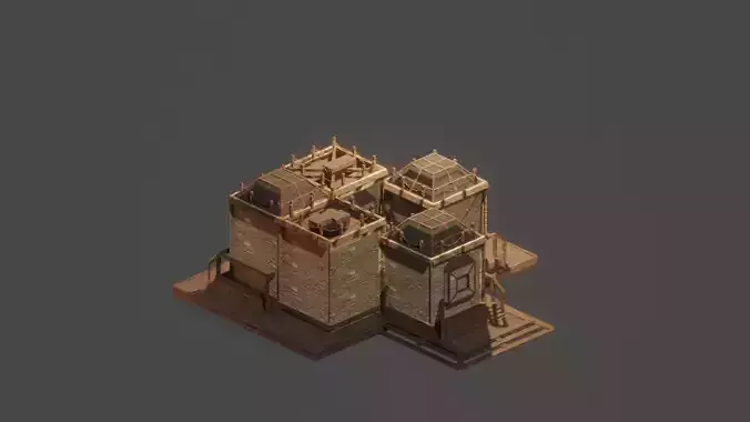Medieval  House Town City Building Castle Tower Blender 08