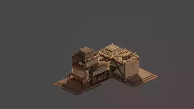 Medieval  House Town City Building Castle Tower Blender 05