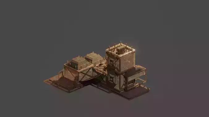 Medieval  House Town City Building Castle Tower Blender 03