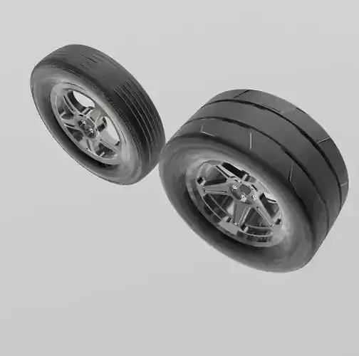 DODGE DEMON 18 FRONT AND REAR WHEEL WITH TIRES