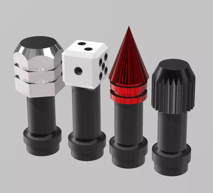 4 DIFFERENT TIRE VALVES FOR SCALE AUTOS IN DIFFERENT SCALES 3D print model_0