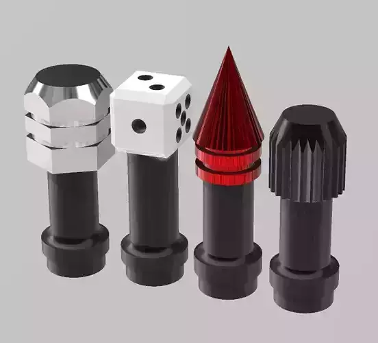 4 DIFFERENT TIRE VALVES FOR SCALE AUTOS IN DIFFERENT SCALES 3D print model