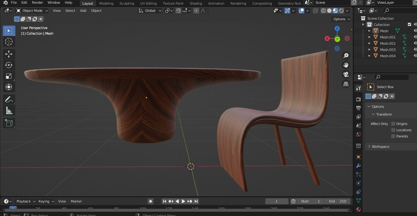 futuristic  wooden dining table Free 3D model_4