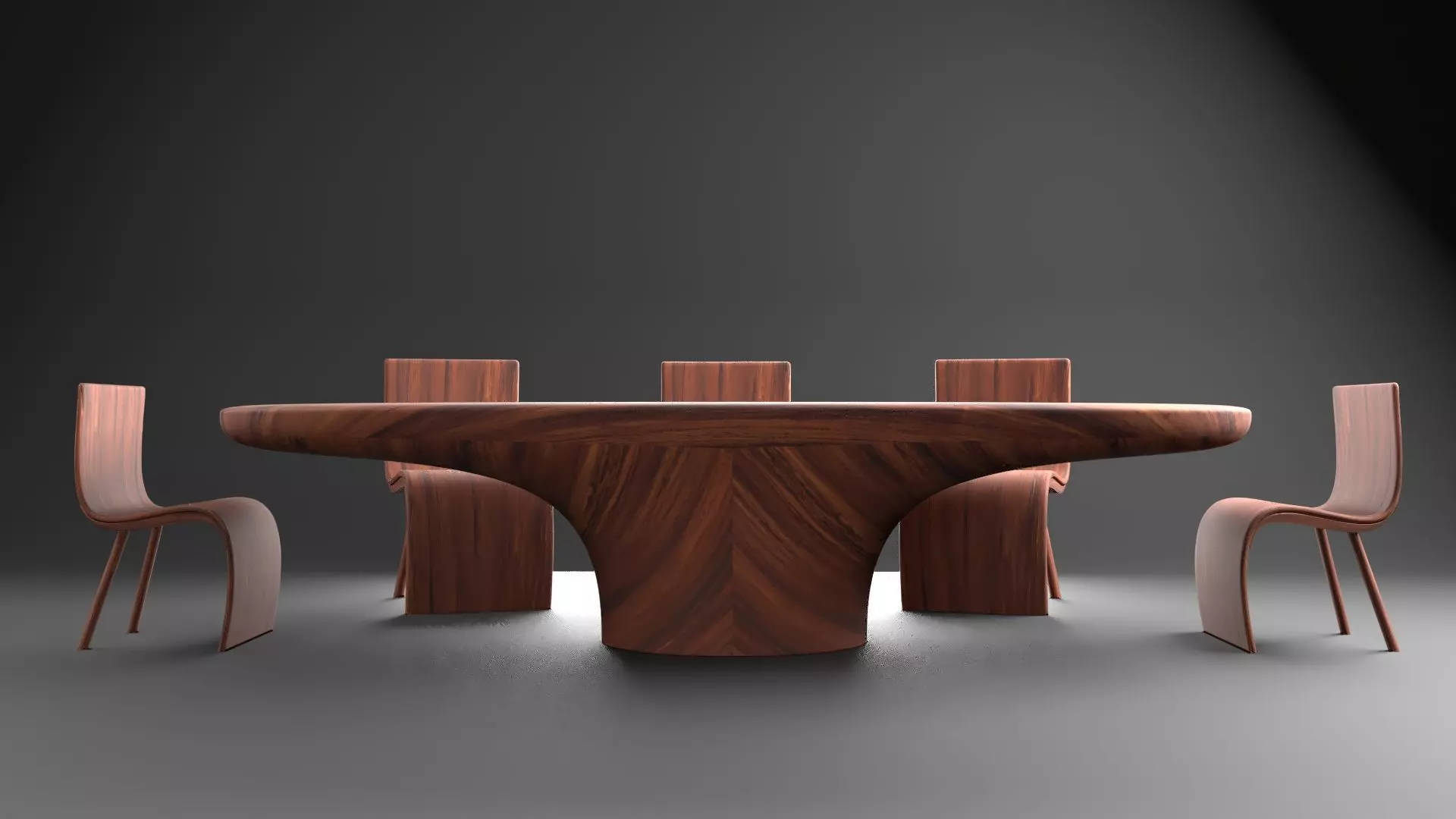 futuristic  wooden dining table Free 3D model_0