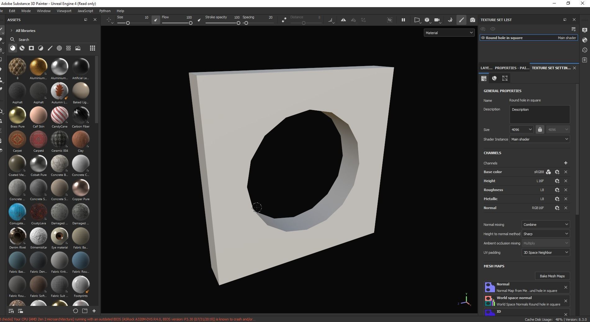 Round hole in square 3D Model Low-poly 3D model_6