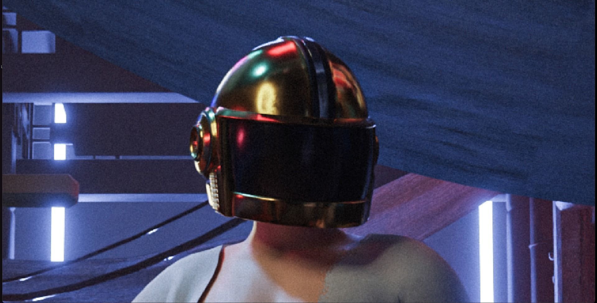 Daft Punk Style Helmet Low-poly 3D model_4