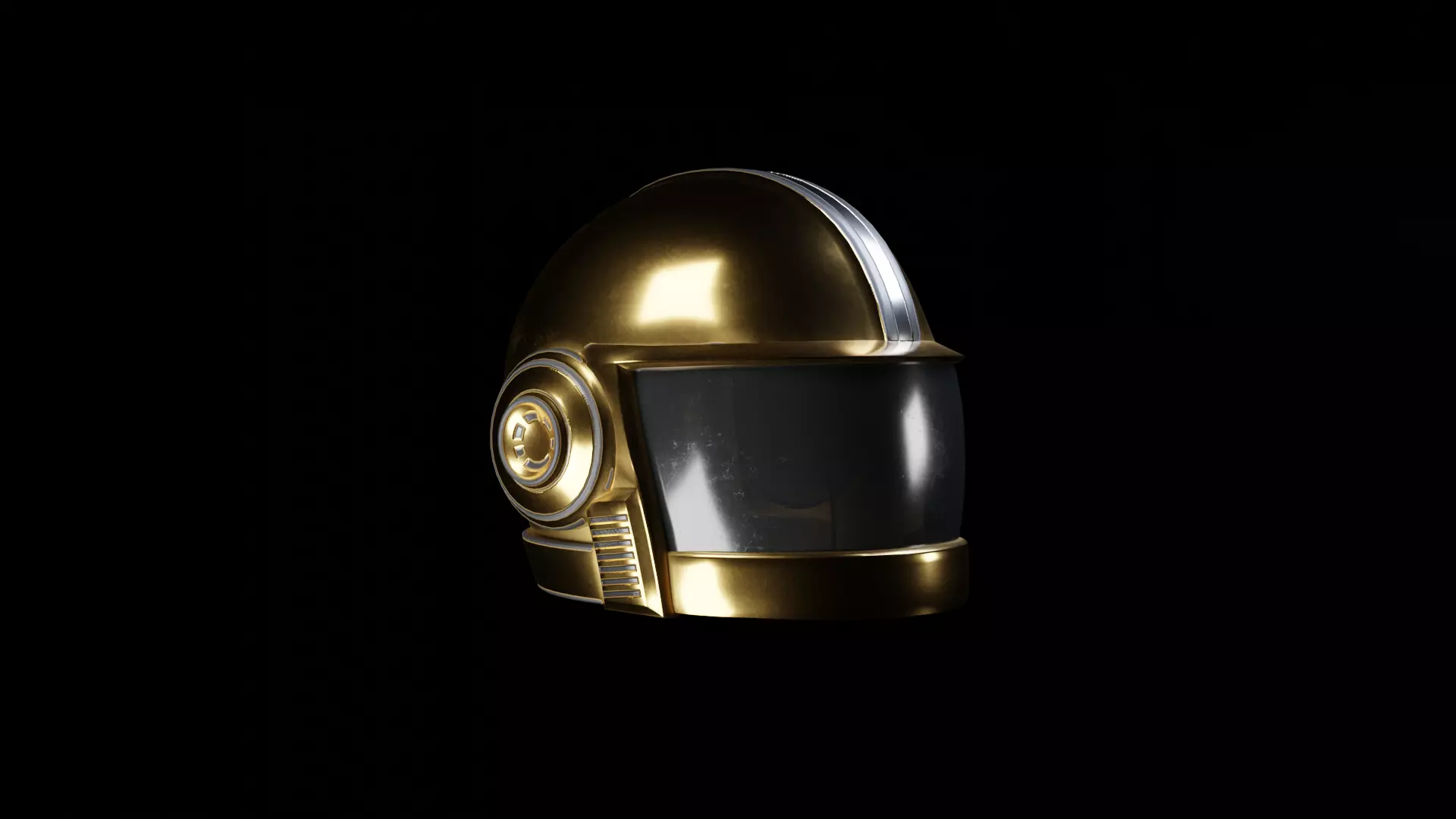 Daft Punk Style Helmet Low-poly 3D model_0