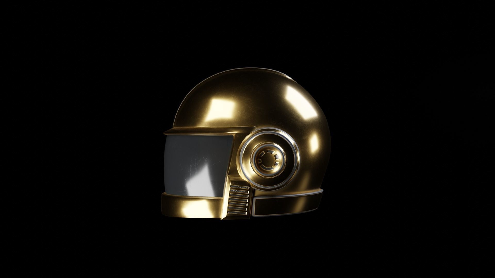 Daft Punk Style Helmet Low-poly 3D model_2