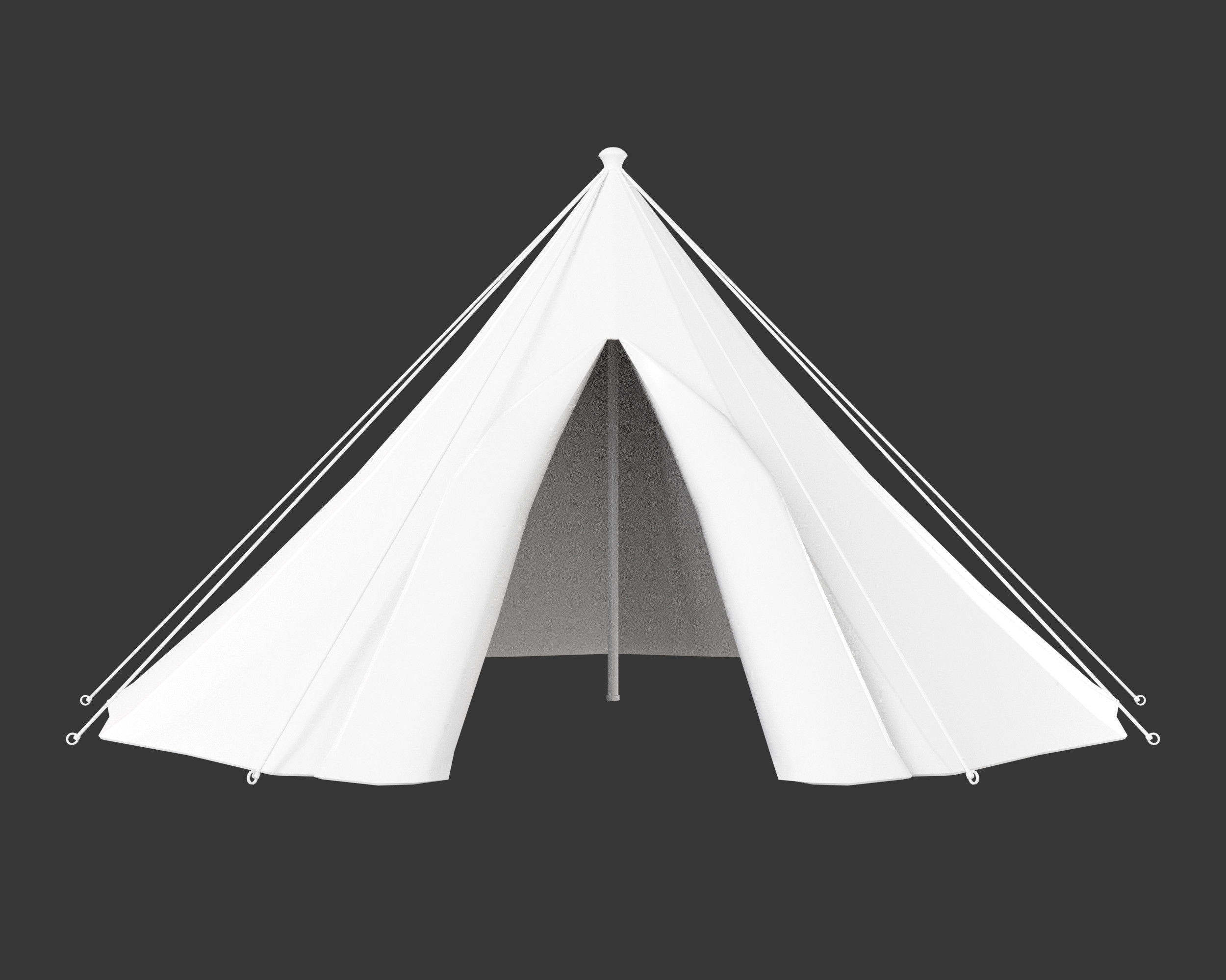 Medieval Elegant Camp Tent Small Low-poly 3D model_4