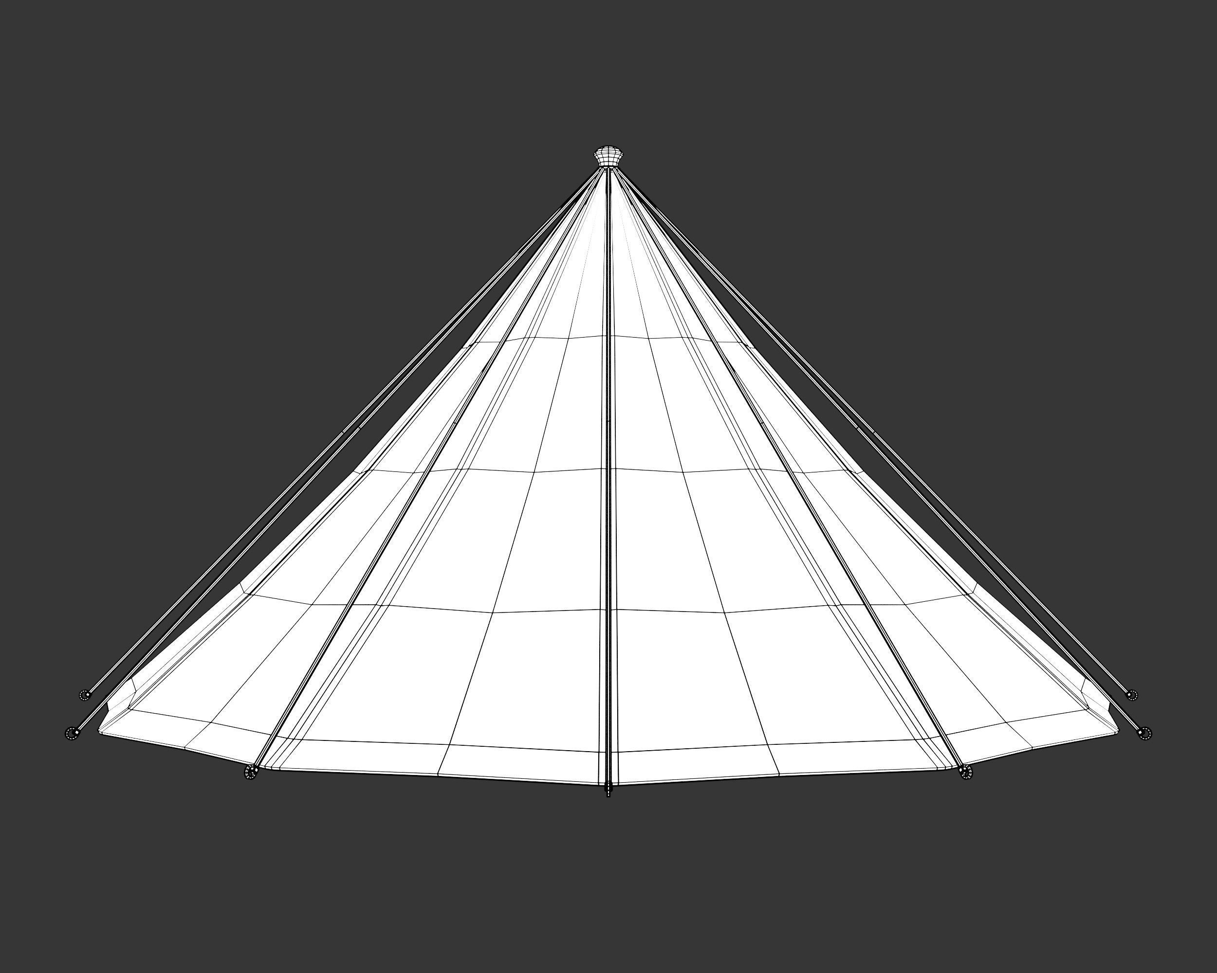 Medieval Elegant Camp Tent Small Low-poly 3D model_11