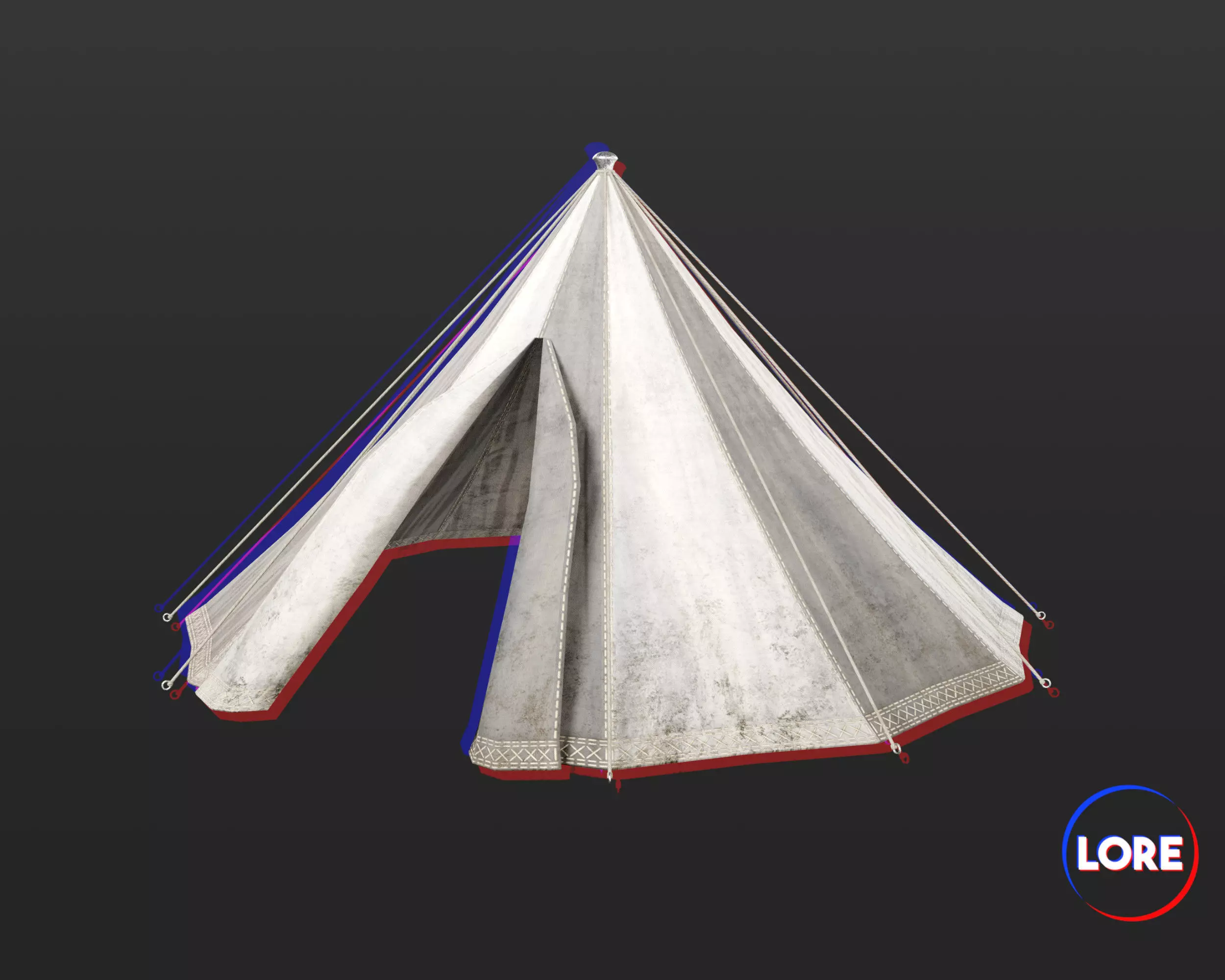 Medieval Elegant Camp Tent Small Low-poly 3D model_0