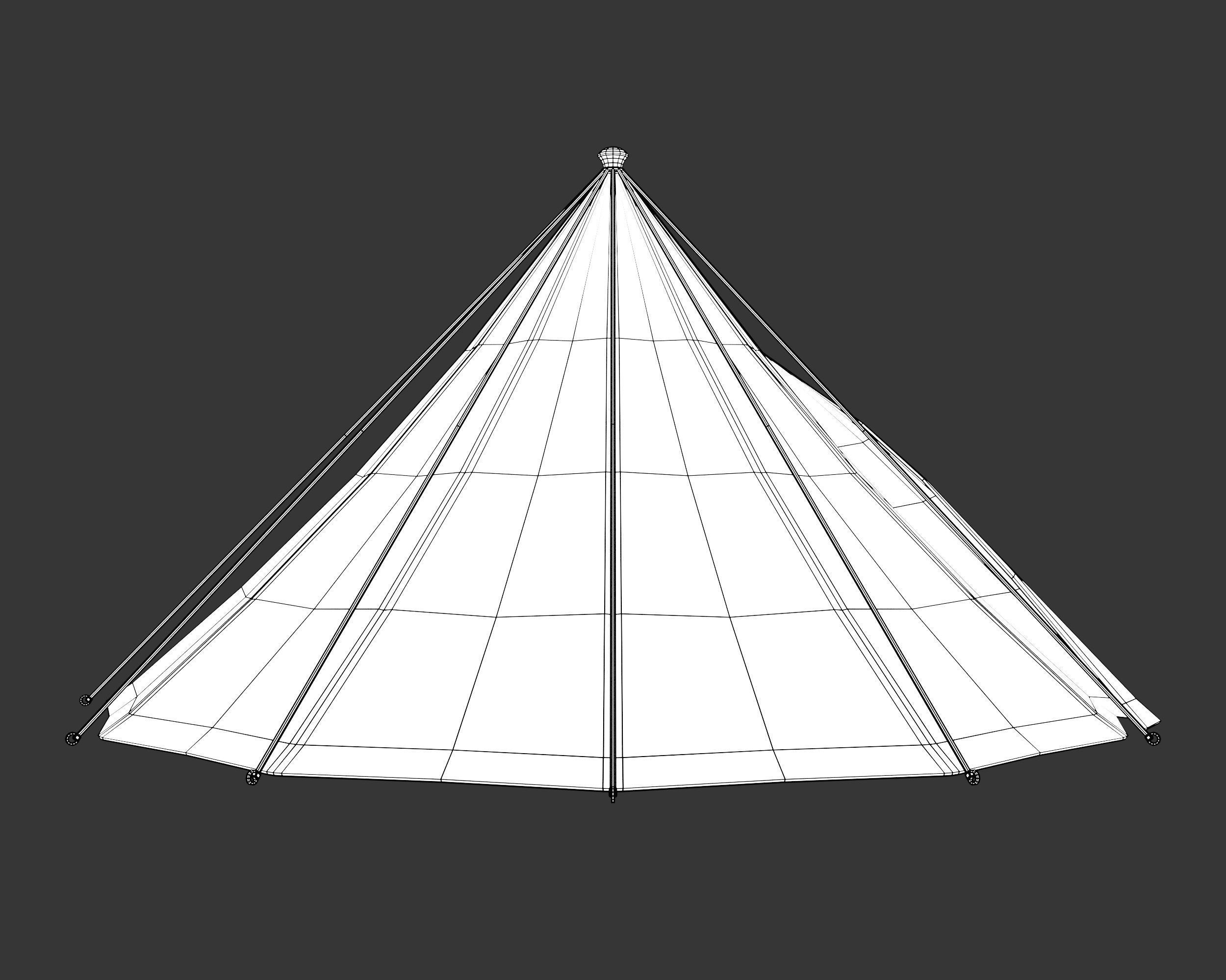 Medieval Elegant Camp Tent Small Low-poly 3D model_8