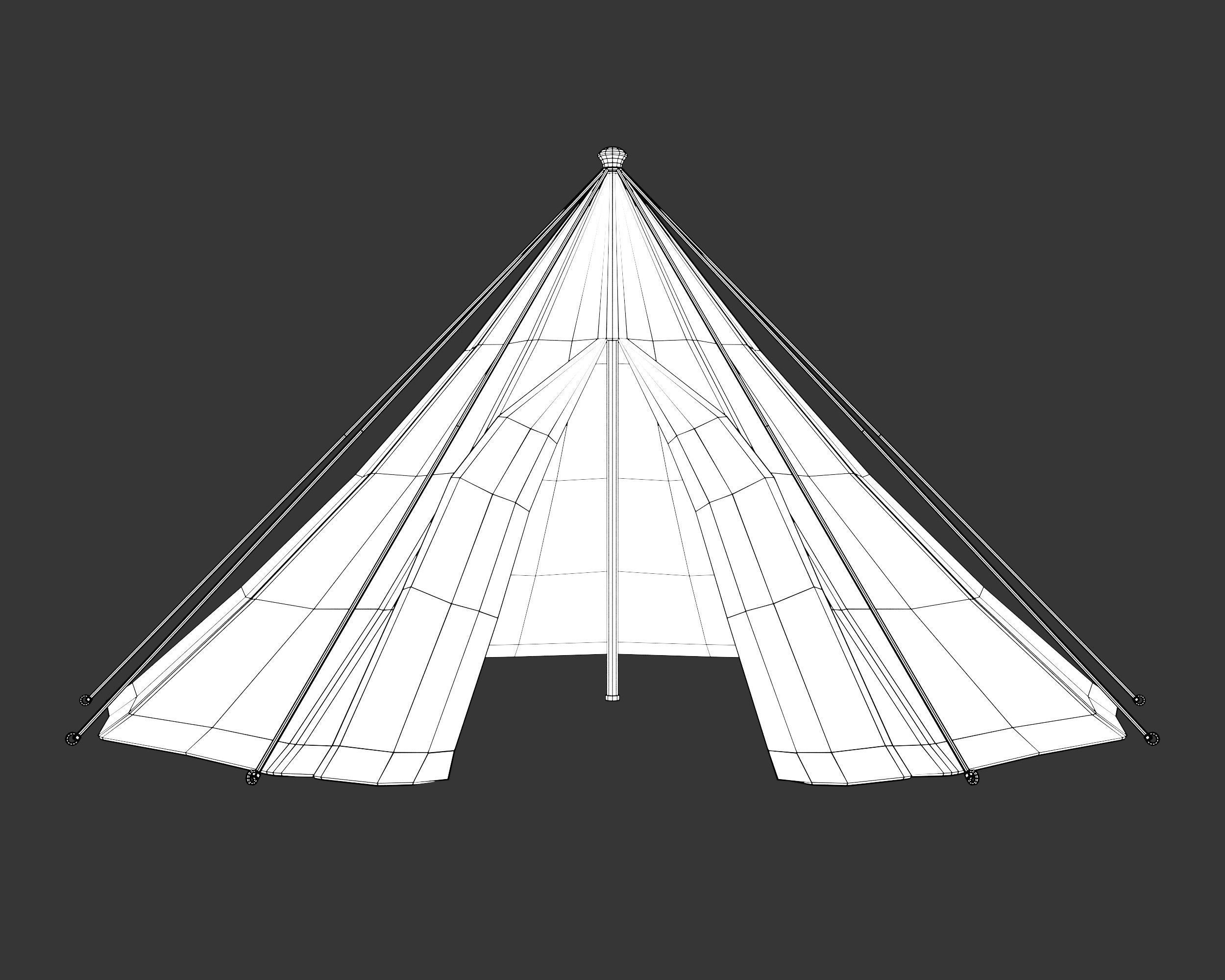 Medieval Elegant Camp Tent Small Low-poly 3D model_5