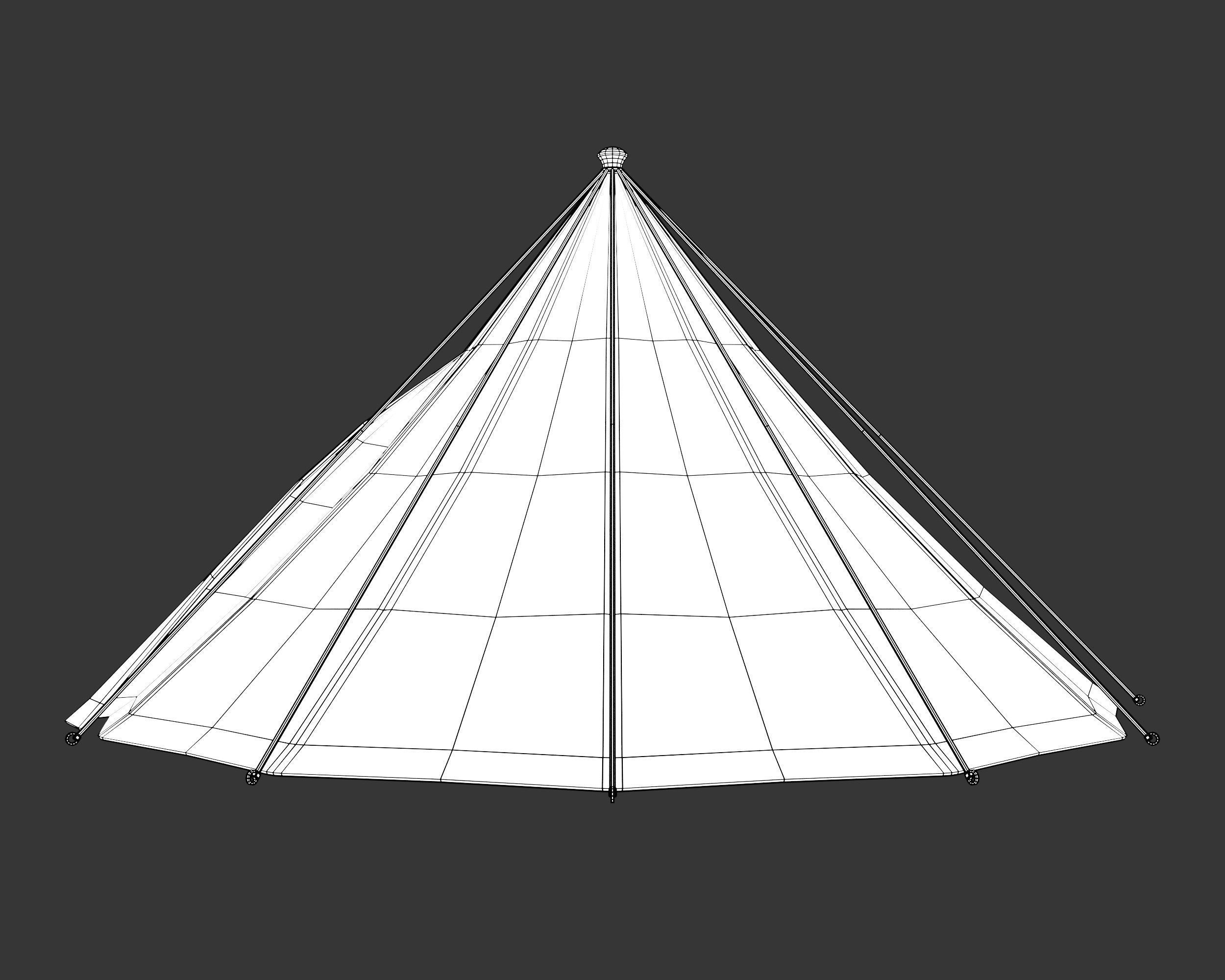 Medieval Elegant Camp Tent Small Low-poly 3D model_14