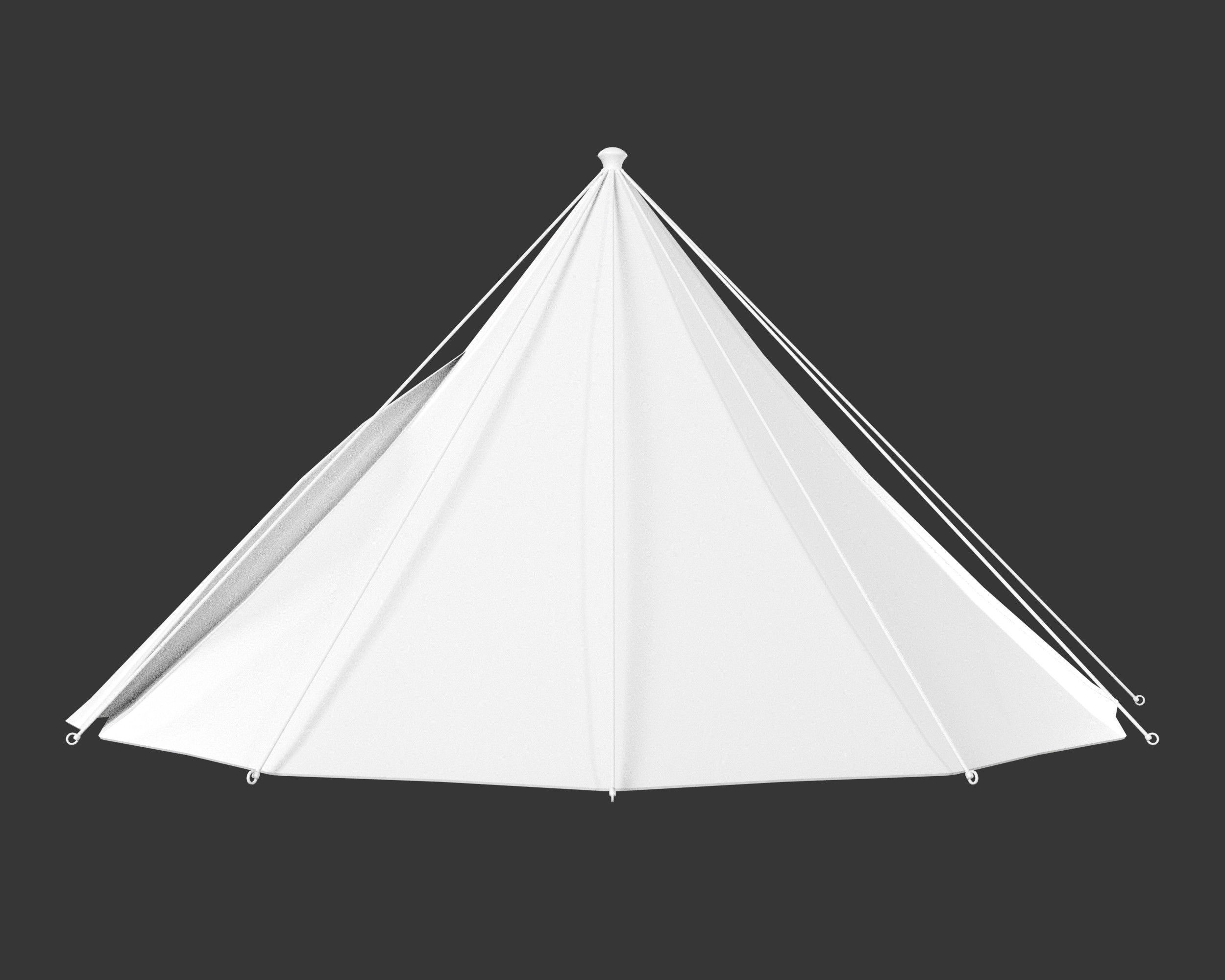 Medieval Elegant Camp Tent Small Low-poly 3D model_13