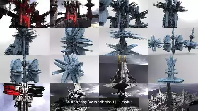 Sci fi Shipping Docks collection 1 