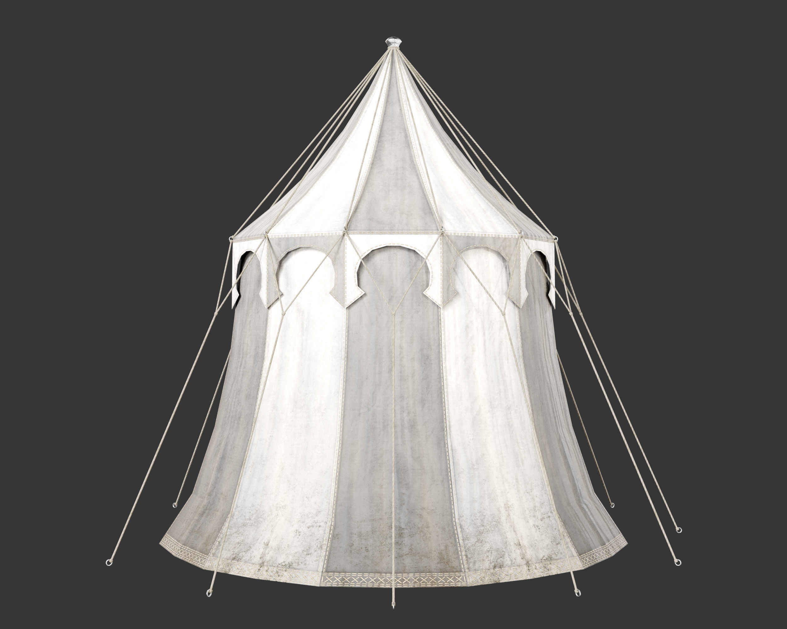 Medieval Elegant Camp Tent Medium Low-poly 3D model_12