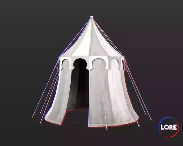 Medieval Elegant Camp Tent Medium Low-poly 3D model