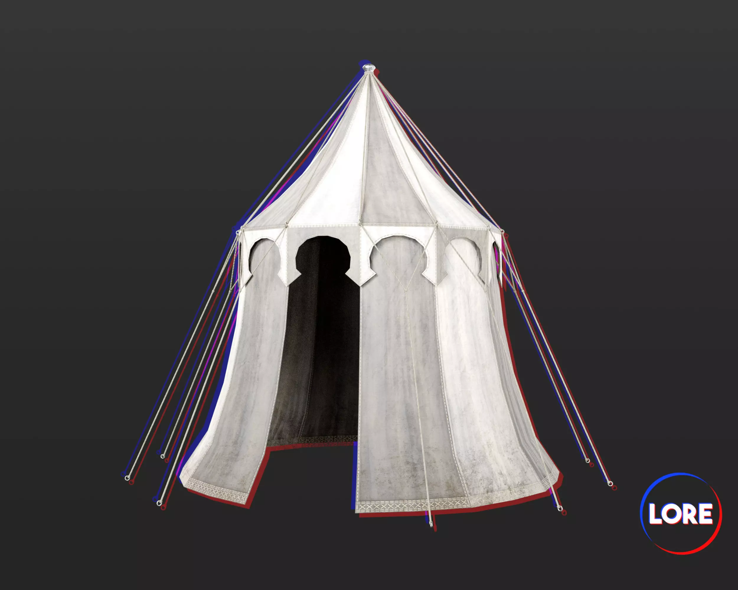 Medieval Elegant Camp Tent Medium Low-poly 3D model_0