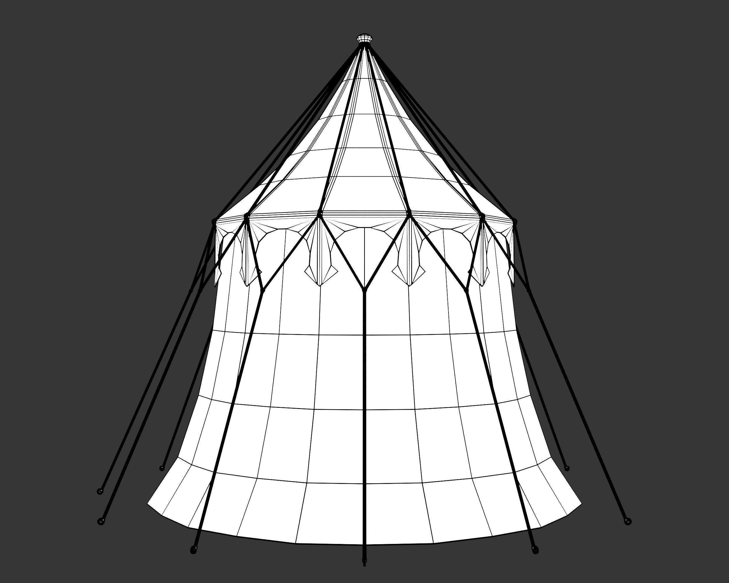 Medieval Elegant Camp Tent Medium Low-poly 3D model_8