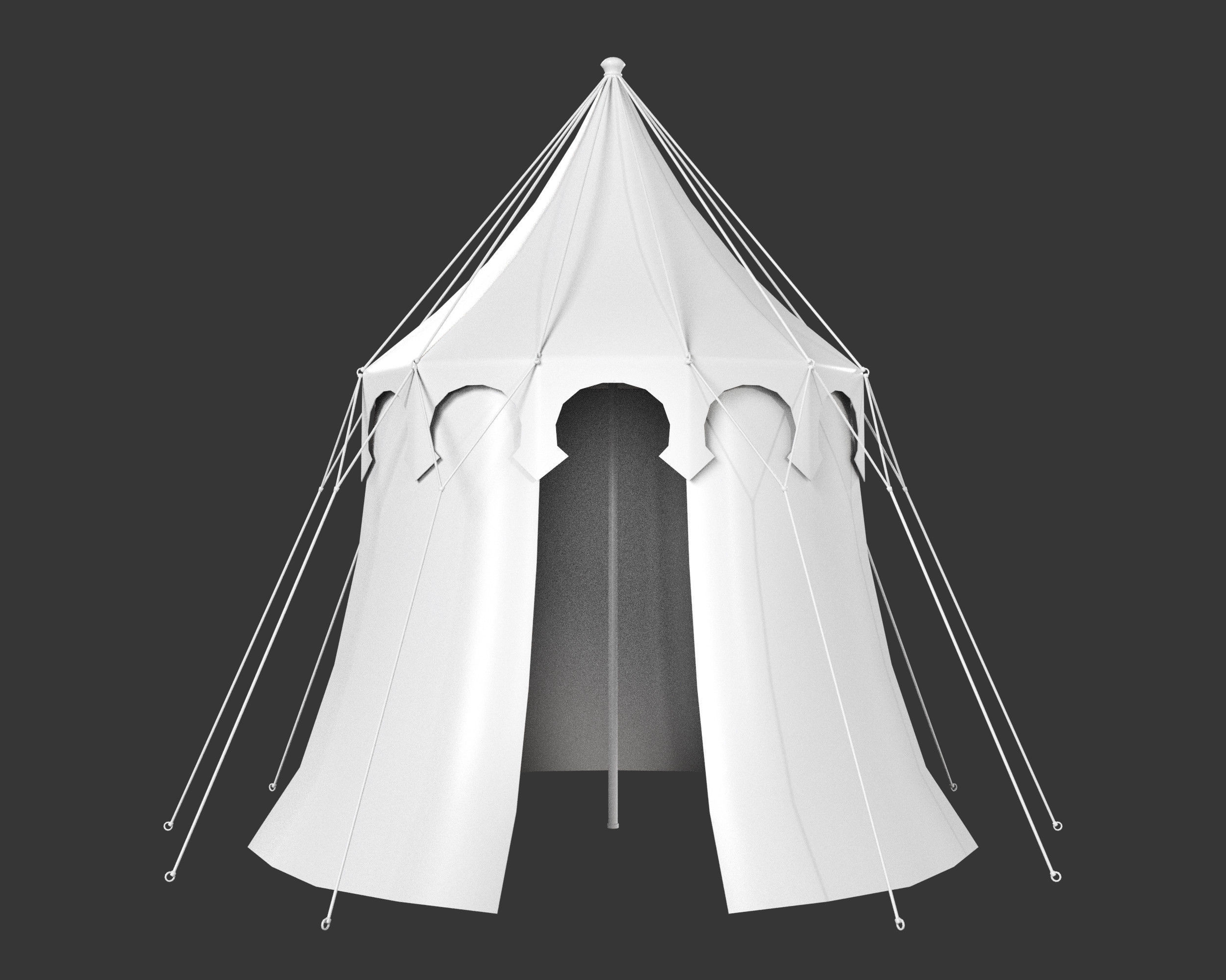 Medieval Elegant Camp Tent Medium Low-poly 3D model_4