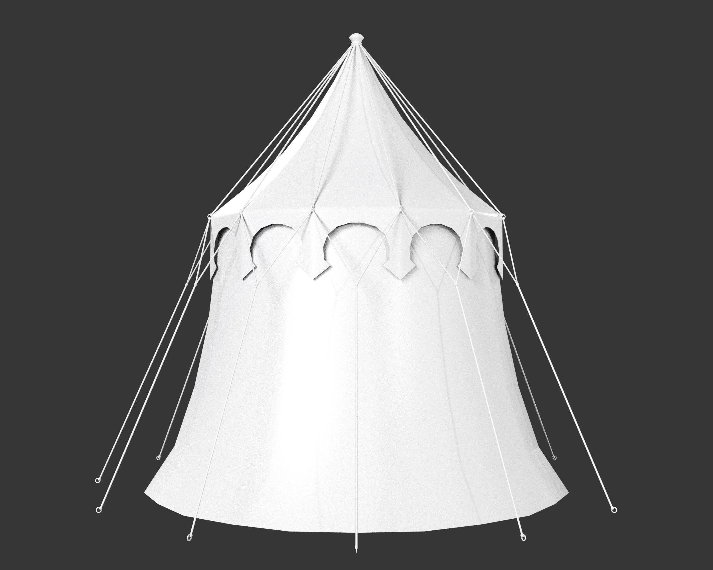 Medieval Elegant Camp Tent Medium Low-poly 3D model_7