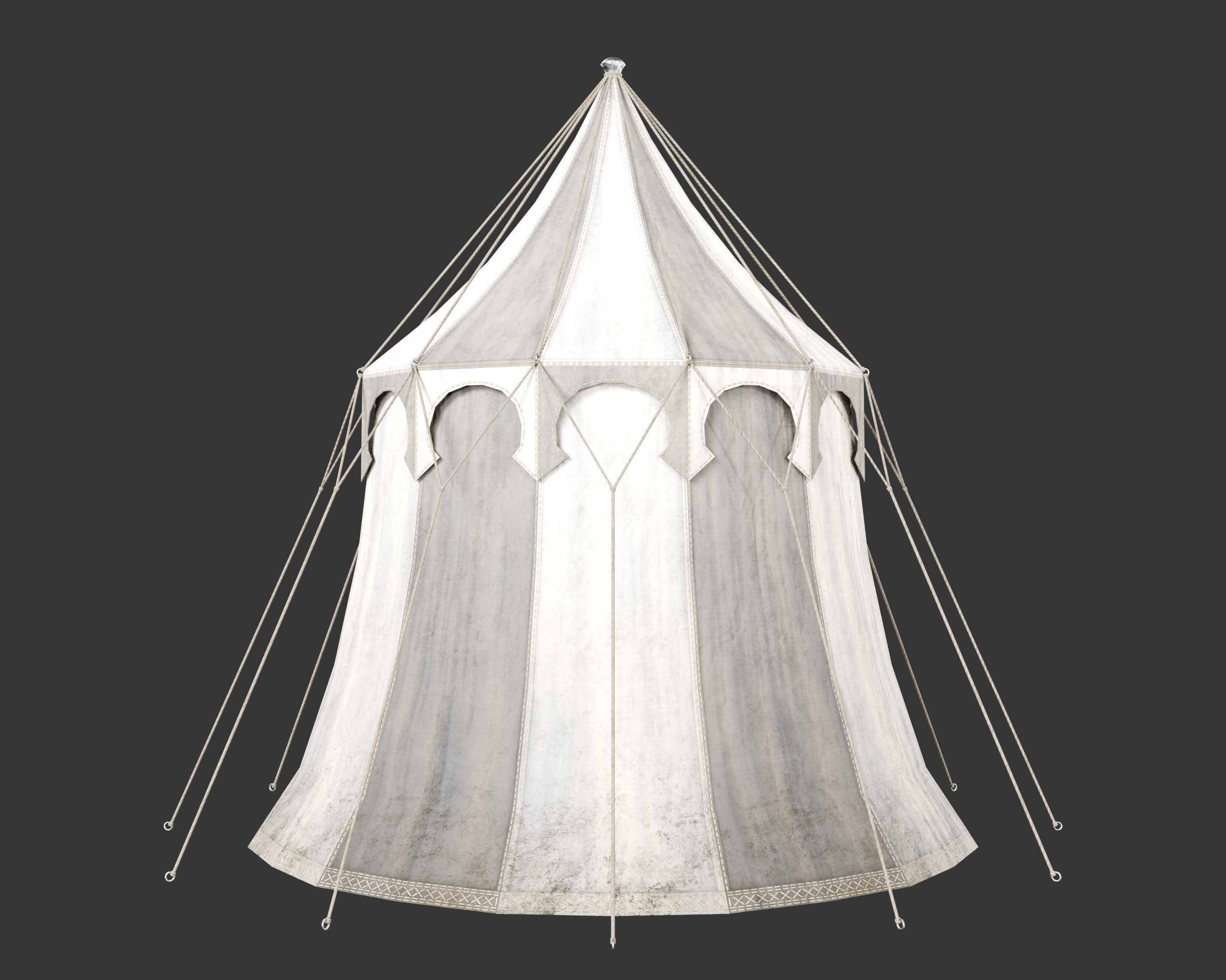 Medieval Elegant Camp Tent Medium Low-poly 3D model_9