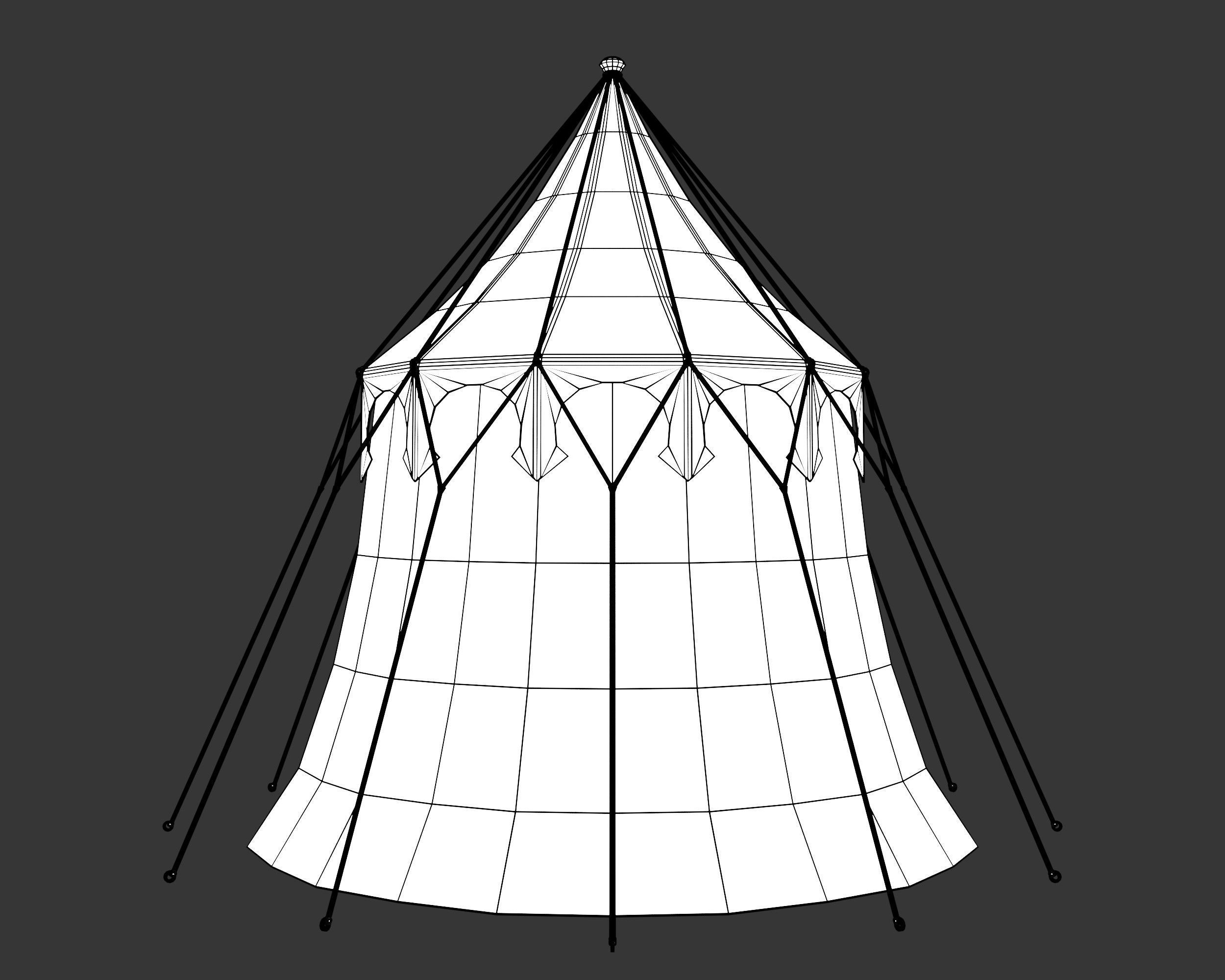 Medieval Elegant Camp Tent Medium Low-poly 3D model_11