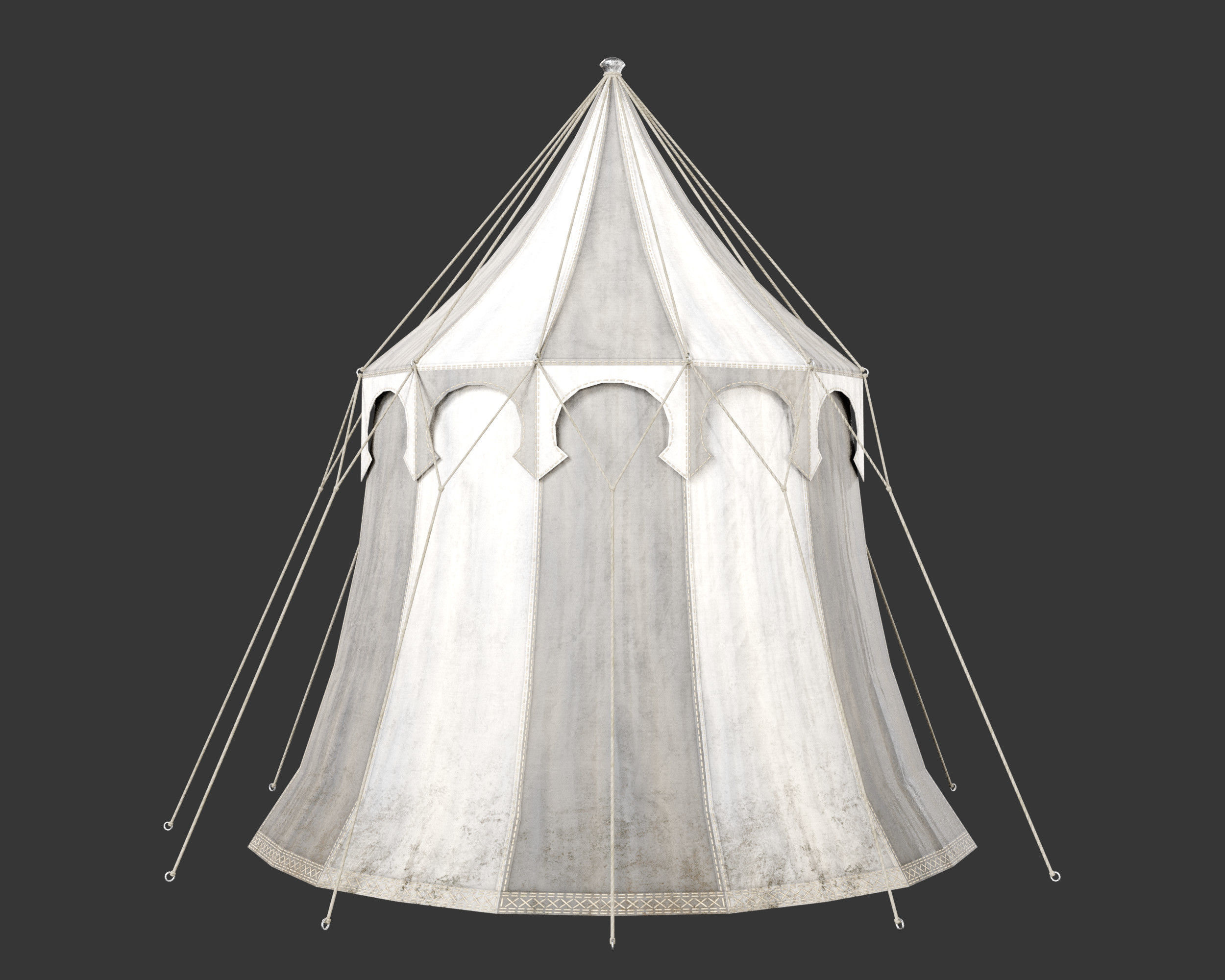 Medieval Elegant Camp Tent Medium Low-poly 3D model_6