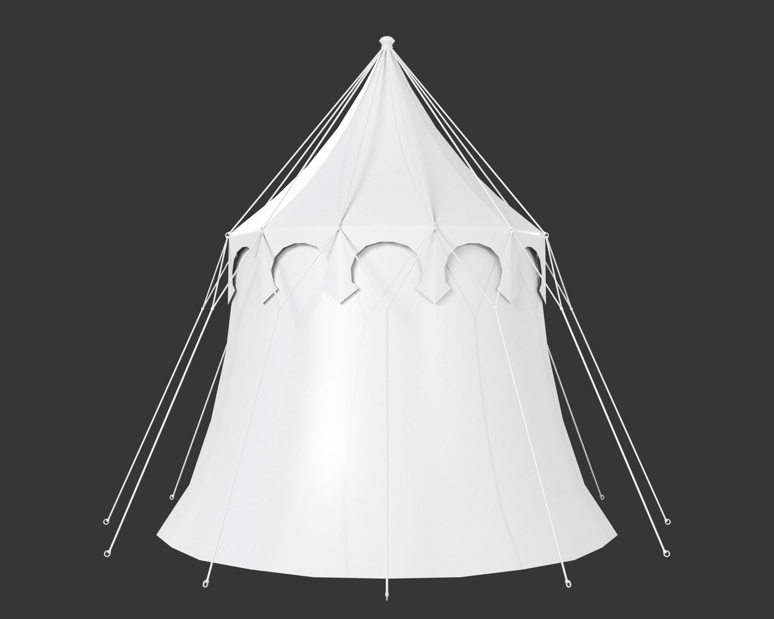 Medieval Elegant Camp Tent Medium Low-poly 3D model_10
