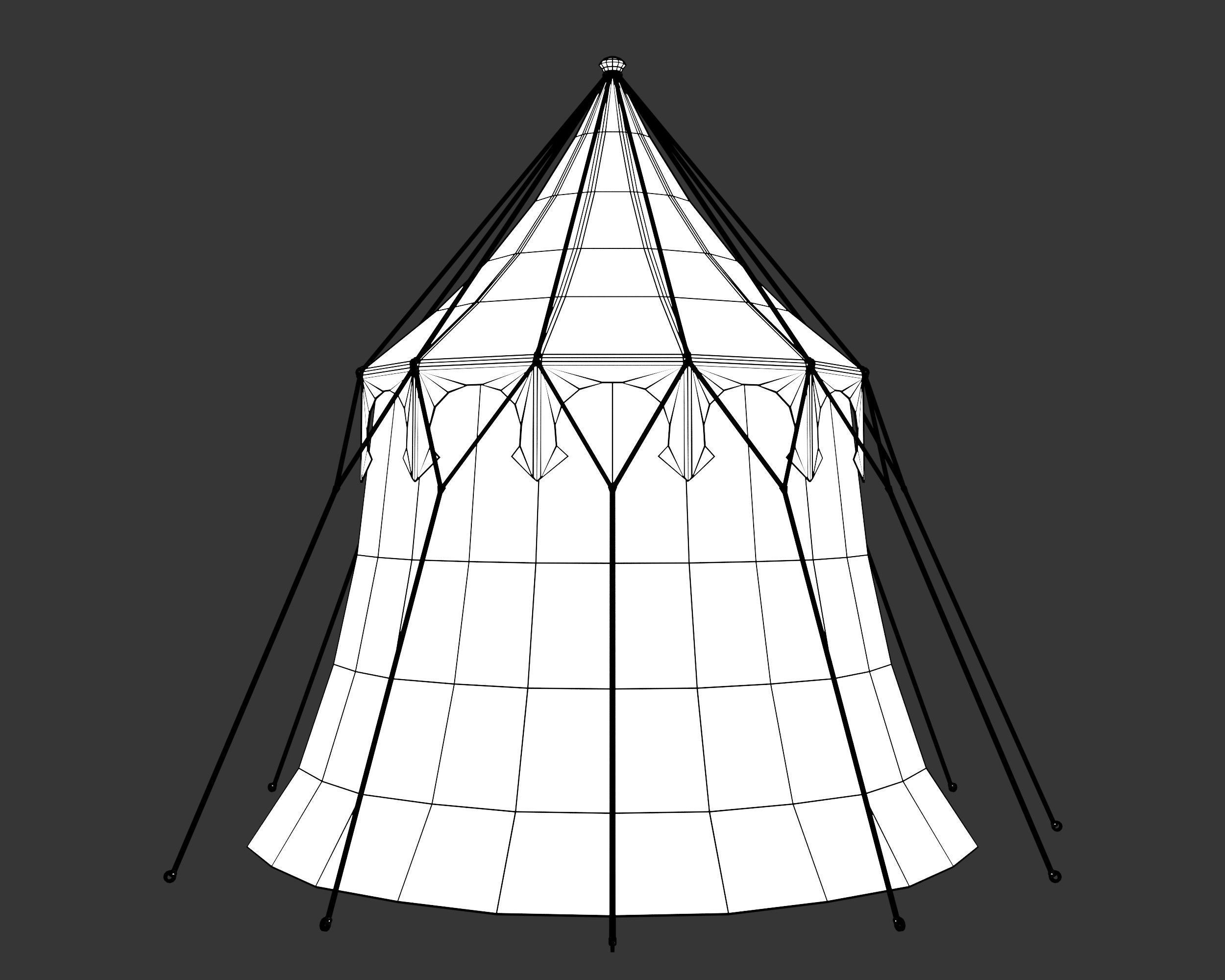 Medieval Elegant Camp Tent Medium Low-poly 3D model_14